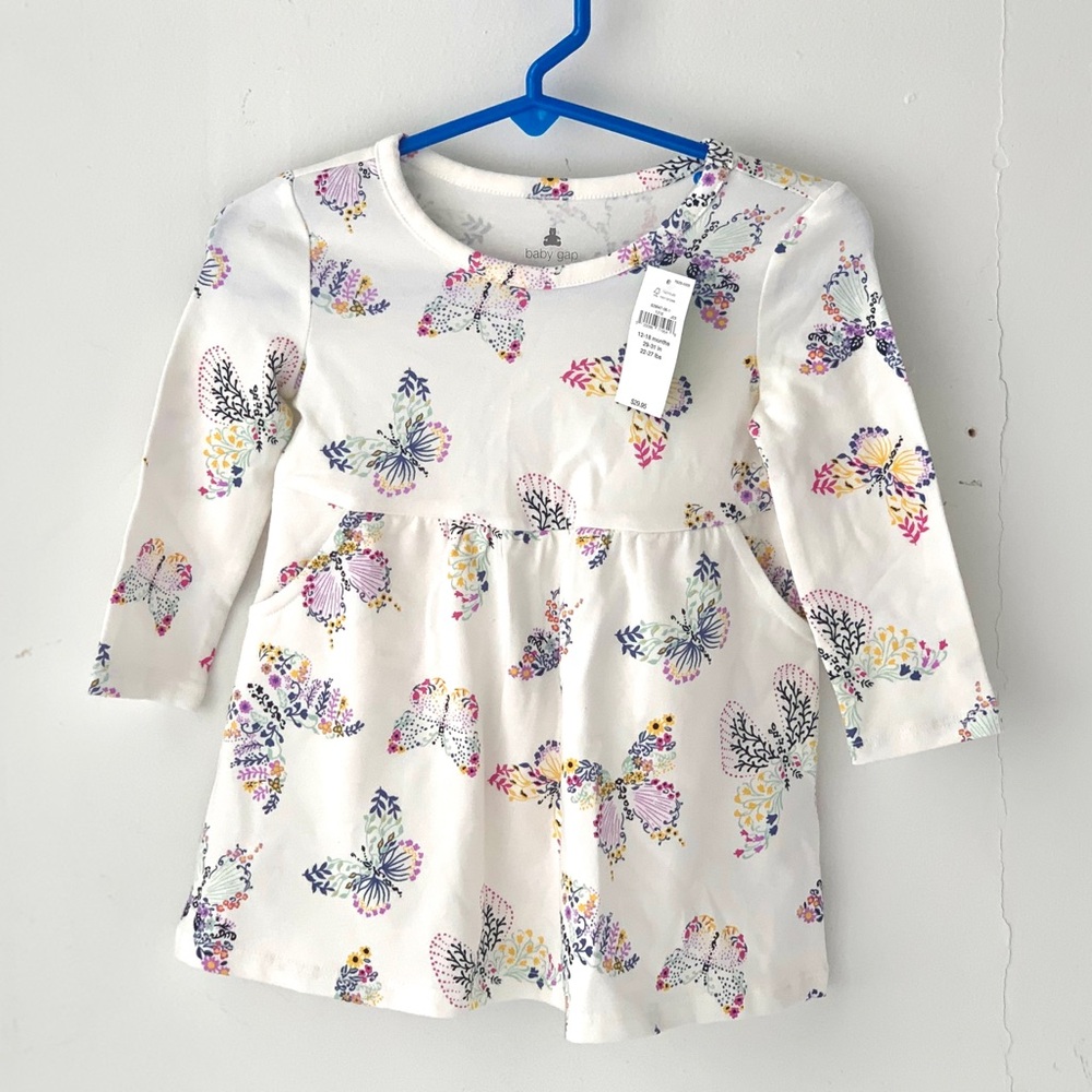 new with tags Baby GAP organic cotton skater dress with butterflies, 12-18 mo